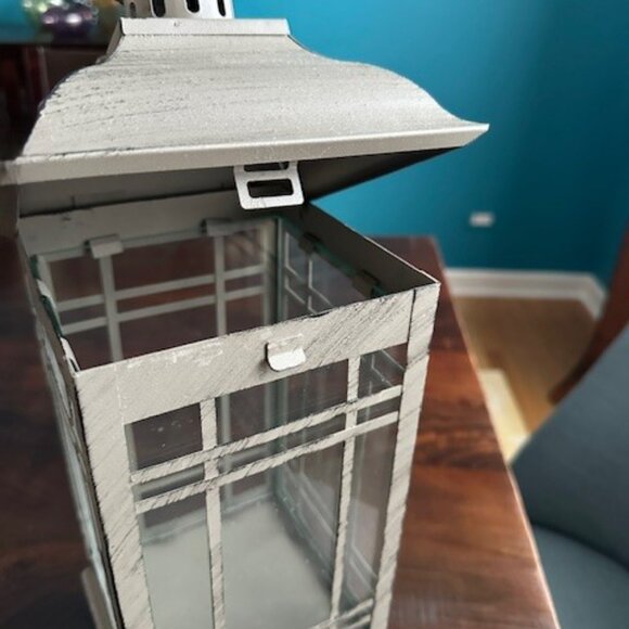 NWOT Weathered Mission Style Metal Candle Lantern in Rustic Taupe Finish - Picture 3 of 5